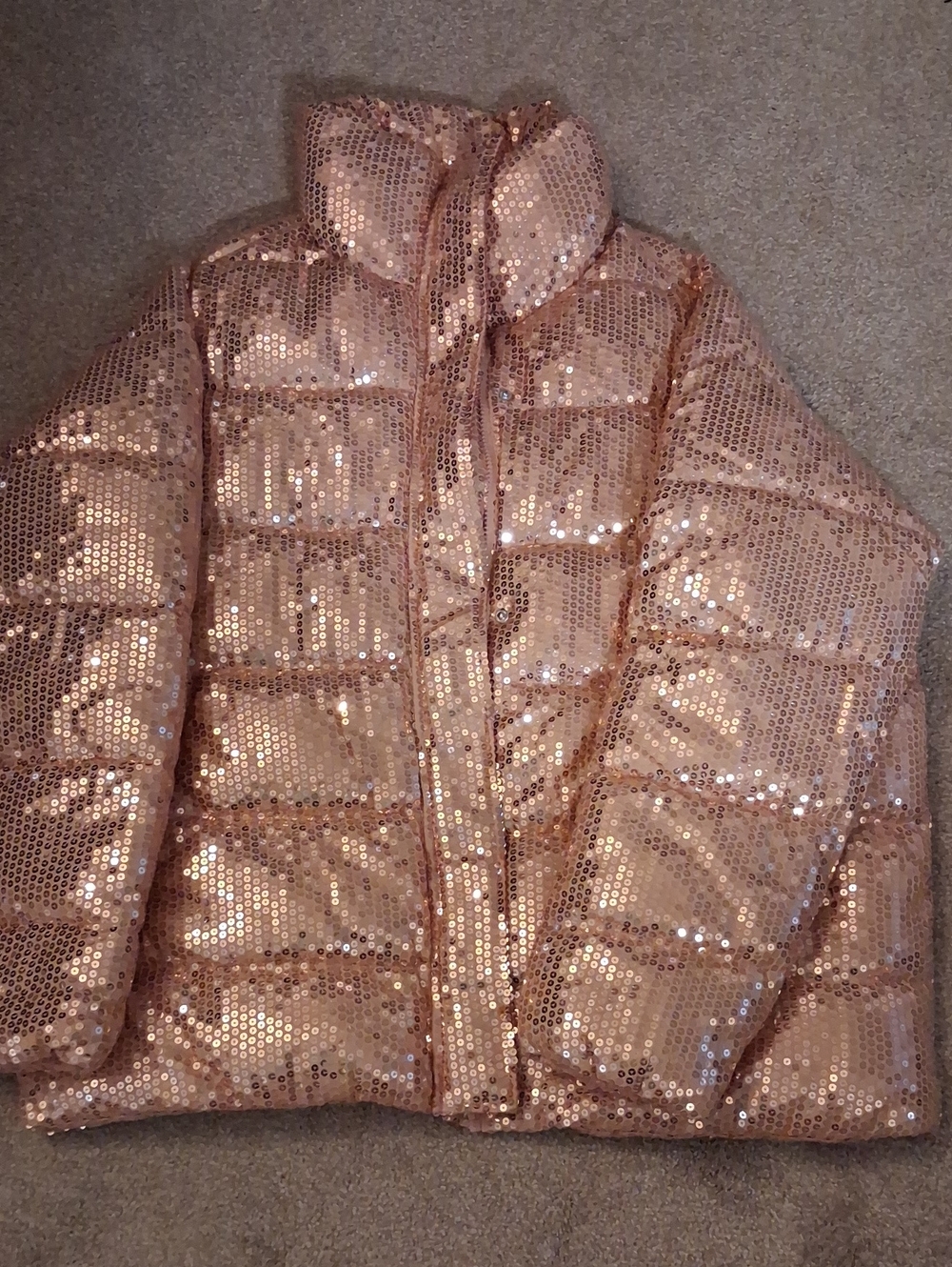 Venus Sequin Puffer Jacket - Sift Pink. 1X - Picture 2 of 4